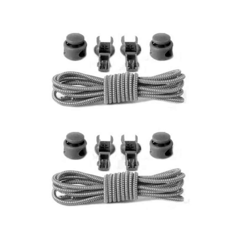 Elastic Lazy No-Tie Speed Silicone Laces - Grey x2 Combo