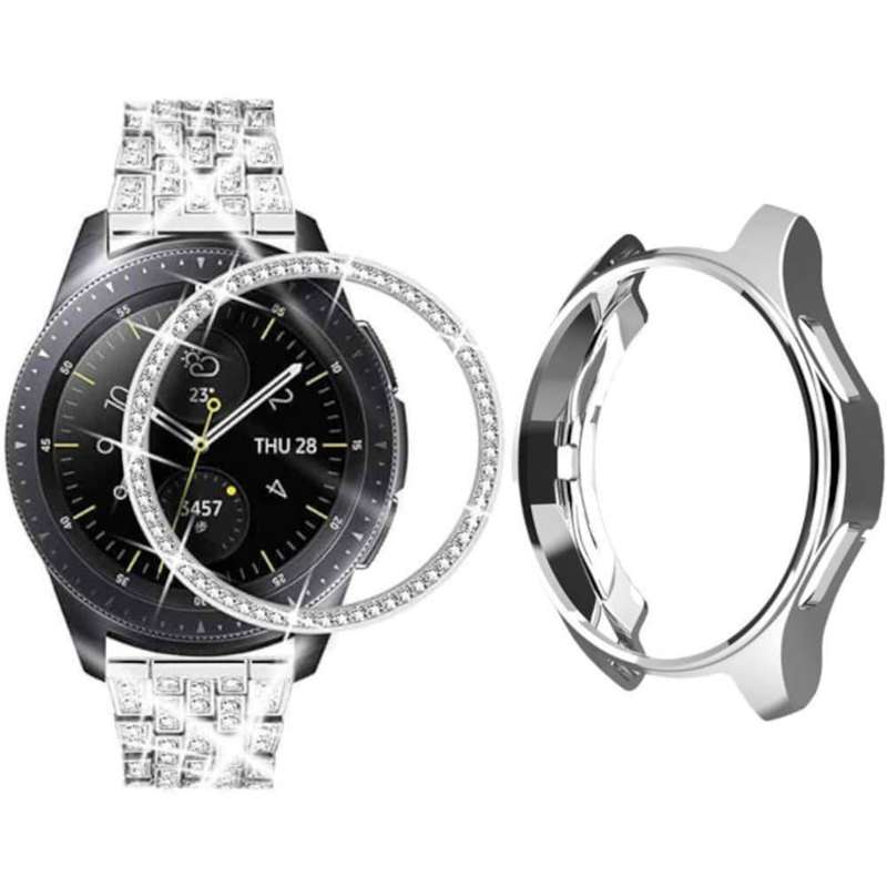 TPU Case + Bezel Combo for 46mm Samsung Galaxy Watch- Silver