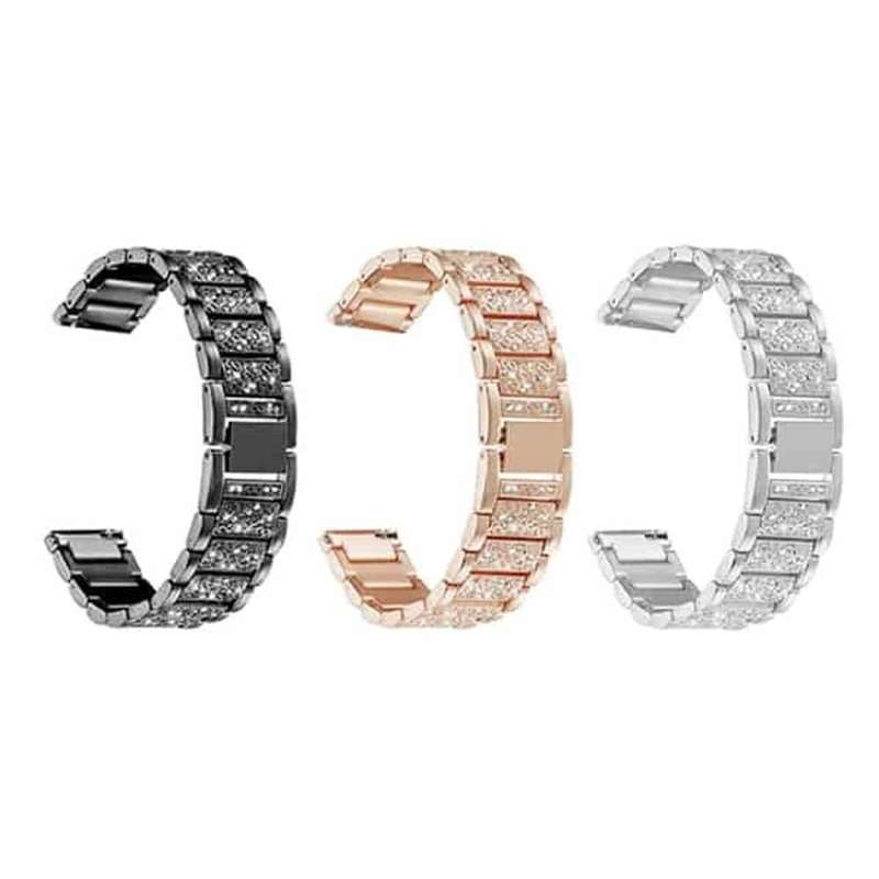 26mm Garmin Fenix 6X Sparkling Stainless-Steel Strap (S-M-L) Silver/Black/Rose Gold Combo