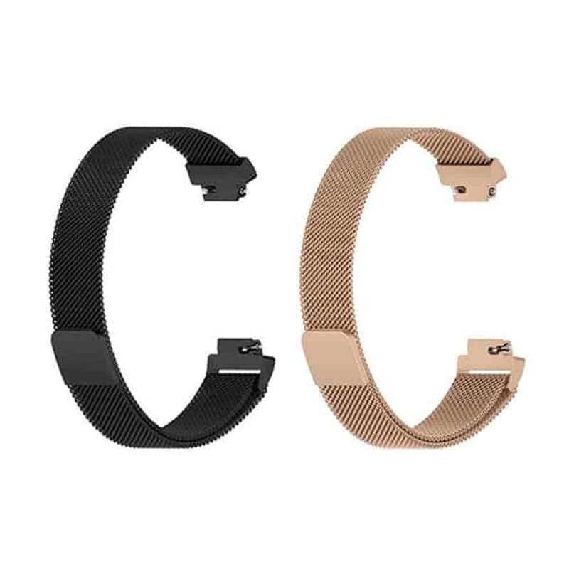 Milanese Stainless Steel Strap for Fitbit Inspire 2 (S/M)- Black/Rose Gold Combo