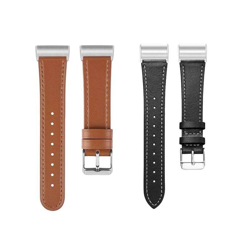 Leather Strap for Fitbit Charge 2- Black + Brown Combo