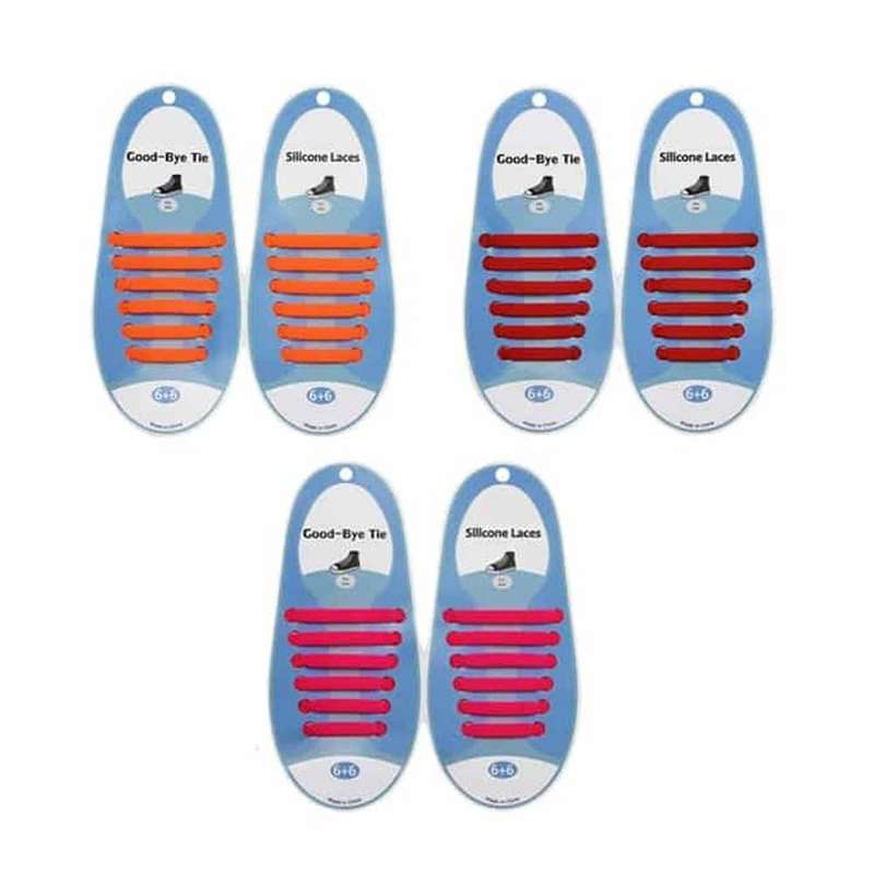 Kids Elastic No Tie Speed Shoelaces- Pink/Orange/Red Combo