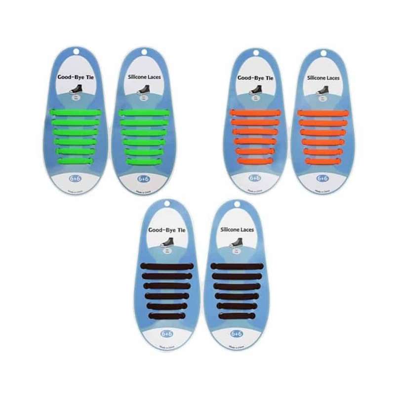 Kids Elastic No Tie Speed Shoelaces- Brown/Green/Orange Combo