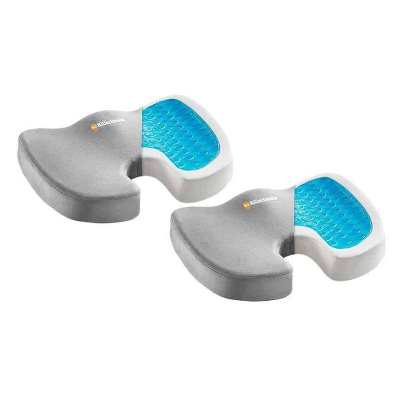 Back Support Gel Memory Foam Office Desk Chair Cushion x 2 Combo