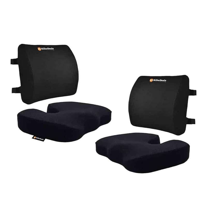 Car Home Office Chair Lumbar Support Memory Foam Cushions Combo