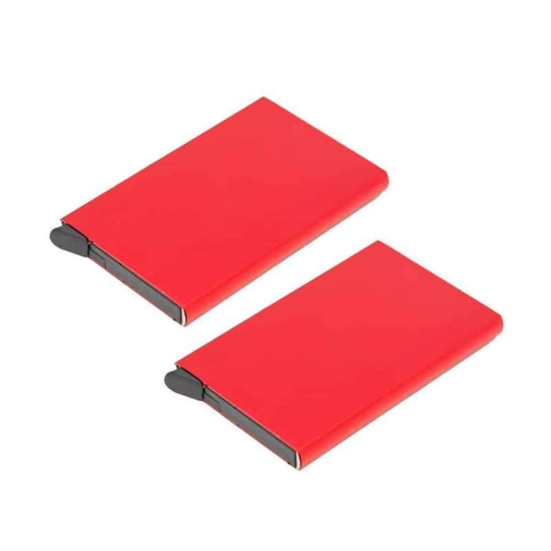 Minimalist Aluminum RFID Blocking Automatic 5 Card Wallet - Red X2 Combo