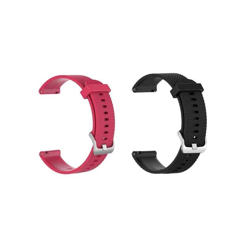 18mm Quick Release Silicone Strap for Garmin Vivoactive 4S/Vivomove 3S - PINK RED+ Black- Combo