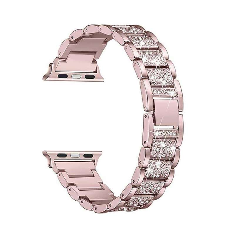 38/40/41mm Apple Watch SE/6/5/4/3/2/1 diamond rhinestone strap + tool - Rose pink (S-M-L)