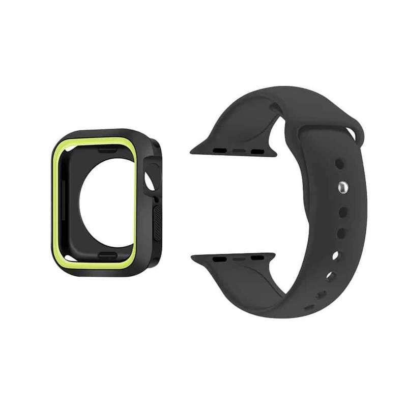 Silicone Strap &amp; Case for 38mm Apple Watch- Black &amp; Yellow