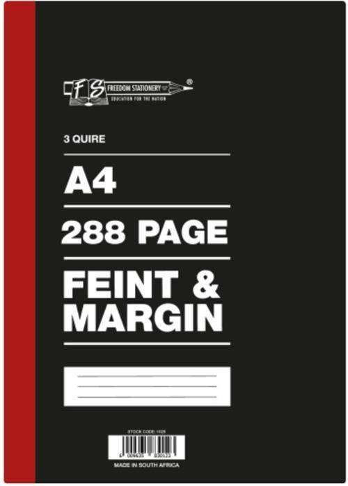 FREEDOM A4 3 QUIRE C/BOOK 288 PAGE 5PCK