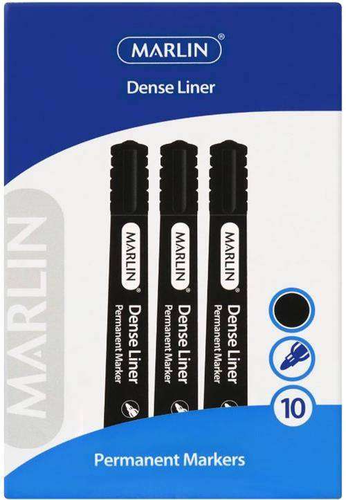 Marlin Dense Permanent Markers 10&apos;s Black