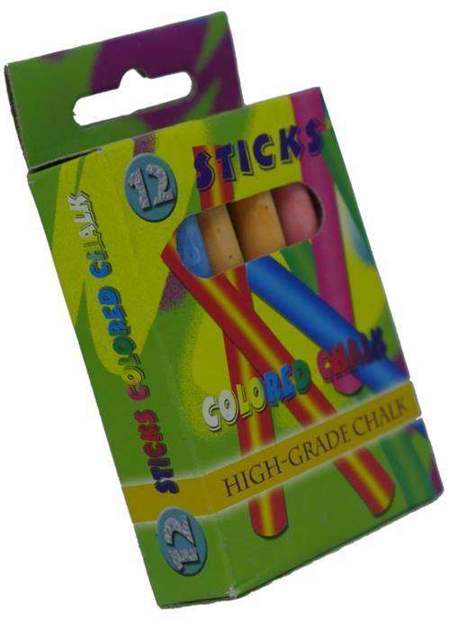 BRAINWARE CHALK 12 STICKS COLOUR