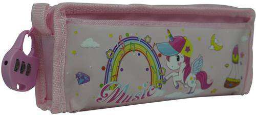 Brainware Fabric 2 Pocket 20cm Pencil Bag With Combination