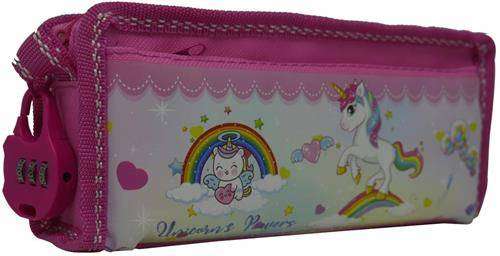 Brainware Fabric 2 Pocket 20cm Pencil Bag With Combination