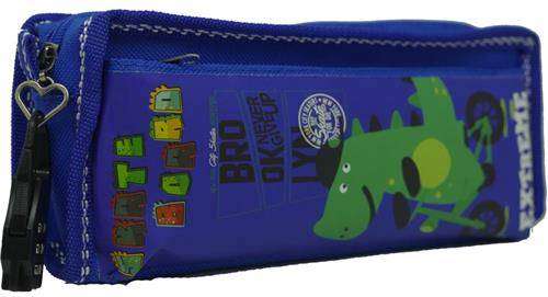 BRAINWARE PENCIL CASE DINO LT BLUE W LCK