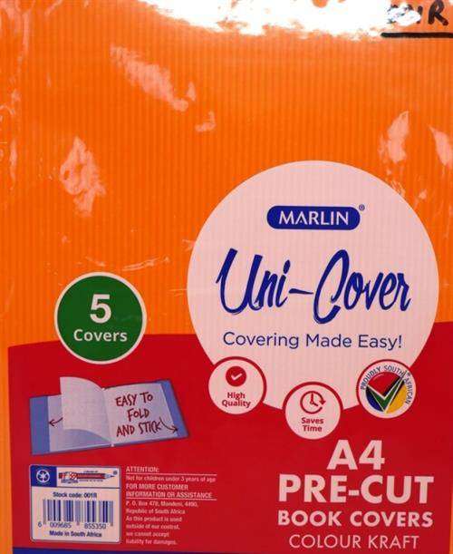 Marlin Kids Precut A4 Orange Kraft Paper Book cover 5 pack