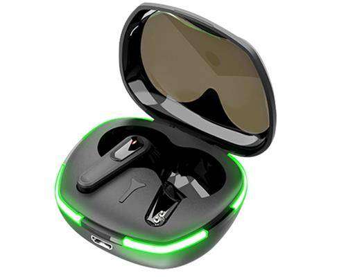 Ezra True Bluetooth5.1 Black Earbuds in a compact LED lit