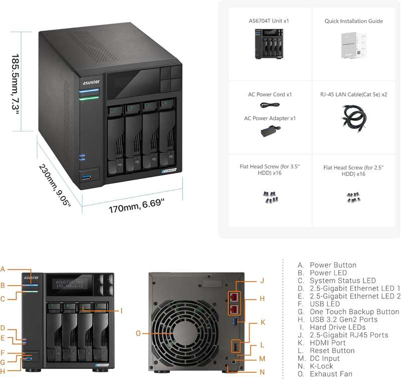 Asustor Lockerstor 4 Gen2 4 Bay NAS No Hard Drive
