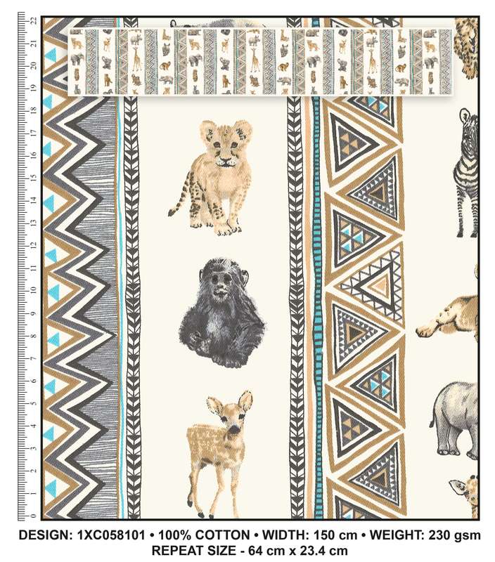 Da Gama 100% Cotton Fabrics Kidz Safari 1XC058101