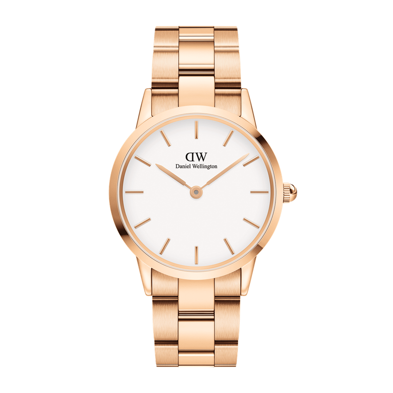 Daniel Wellington Iconic Link Rose Gold Women's Watch 36 mm (DW00100209) - White dial
