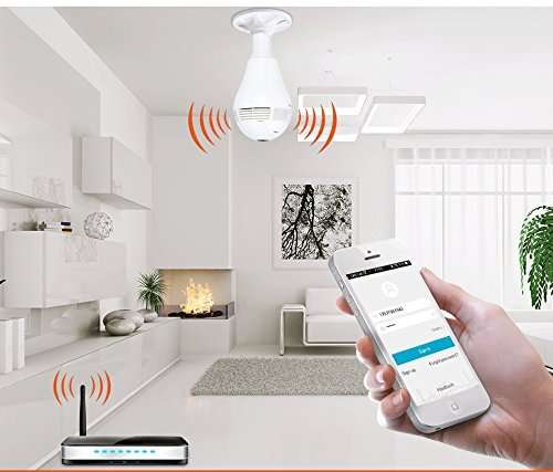 Optodio Light Bulb Wireless WIFI IP Security Camera Panoramic 360 Degree 960p White