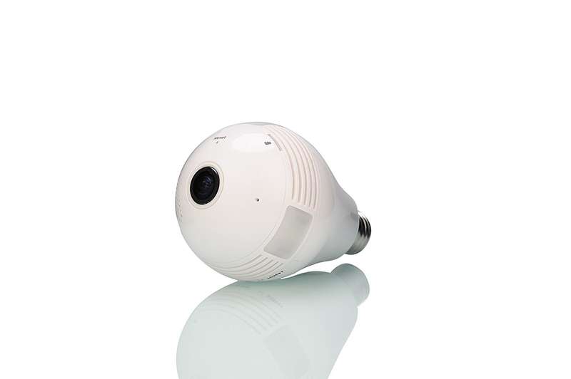 Optodio Light Bulb Wireless WIFI IP Security Camera Panoramic 360 Degree 960p White
