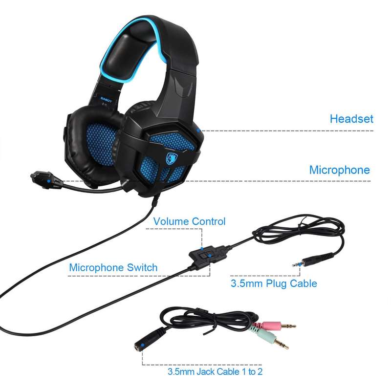 SADES SA 807 Gaming Headphones with Microphone Black Blue