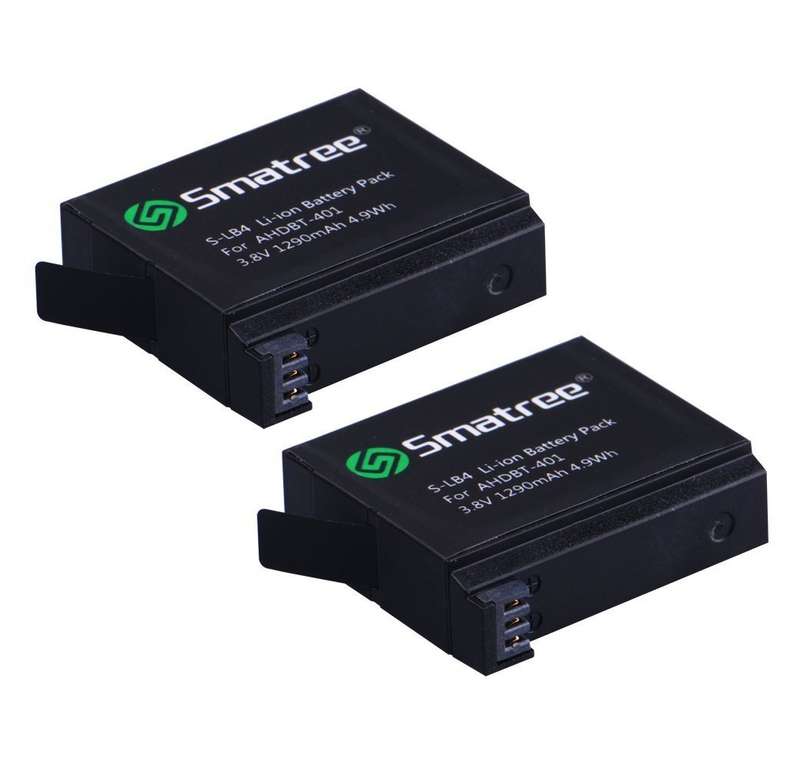 Smatree Replacement Battery (2 Pack) and 3 Channel Charger with USB Cord for GoPro HERO 4