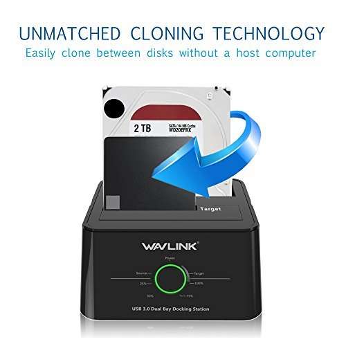 WAVLINK USB 3.0 Dual-Bay Hard Drive Docking Station For 2.5/3.5Inch HDD/SSD