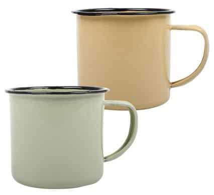 12x Coffee Enamel Mugs 8cm