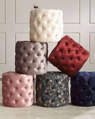 Luxe Velvet Buttoned Ottomans