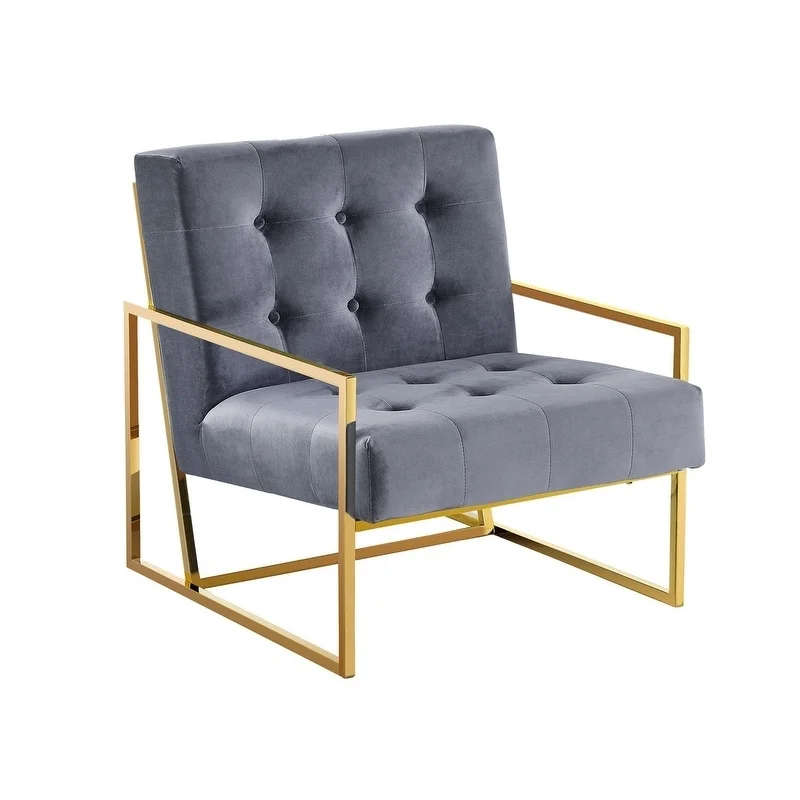 Steel Framed Velvet Arm Chair