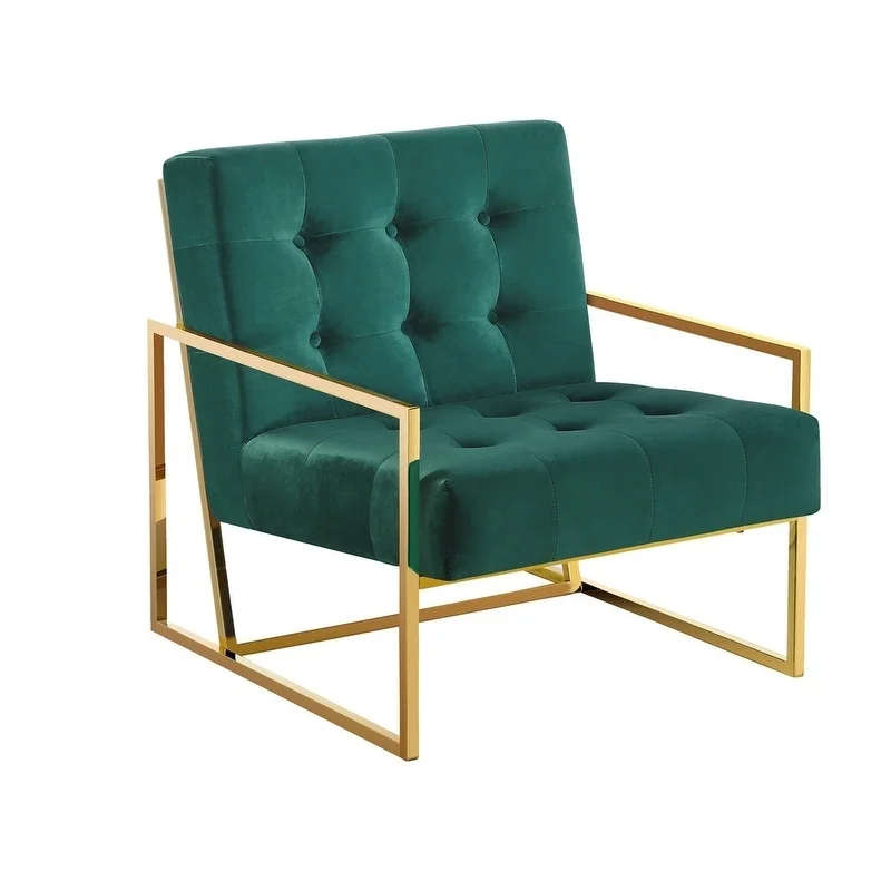 Steel Framed Velvet Arm Chair