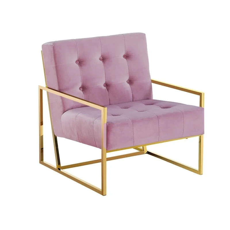 Steel Framed Velvet Arm Chair