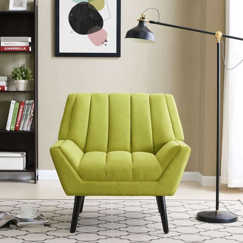 Velvet Channel-Tufted Armchair