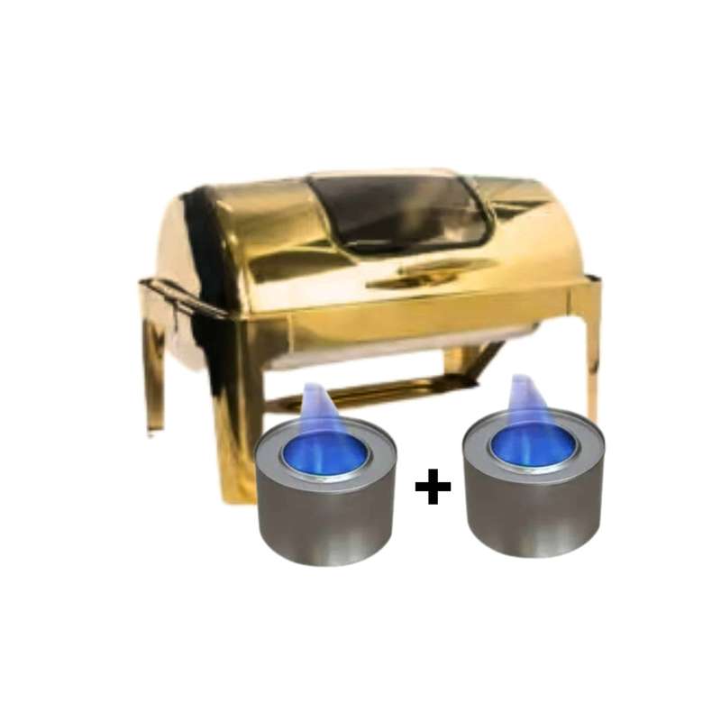Gold Chafing Dish With Window - Rectangle