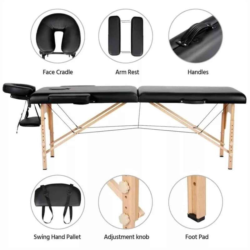 Black 3-Section Massage Bed