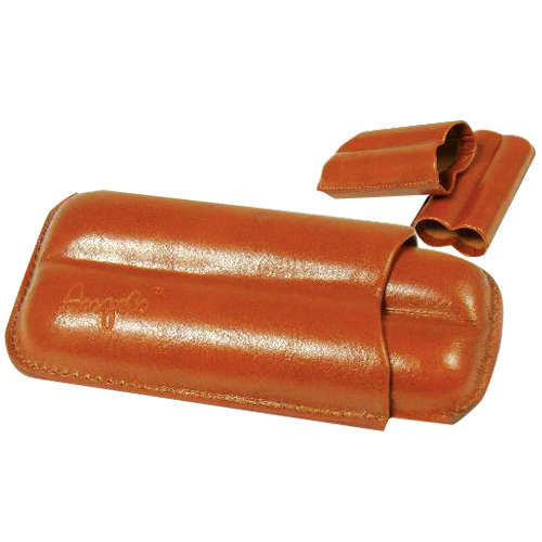 Cigar Holder - Brown Leather, Telescopic Adjustable 2 Cigars (Cig012)