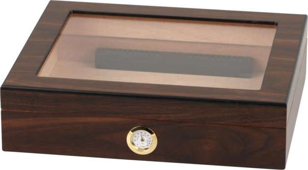 Cigar Humidor - Polished Brown Glass Top 25c (HUM036)