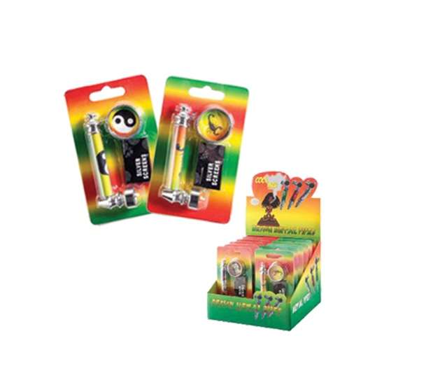 Rasta Pipe Set with Mini Grinder on Blister Card (Pipe8514)