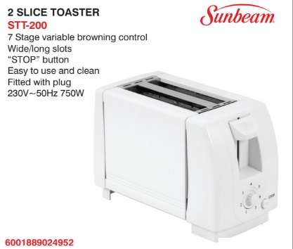 Sunbeam 2 Slice Toaster (STT-200)