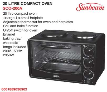 Sunbeam 20L Compact Oven (SCO-200)