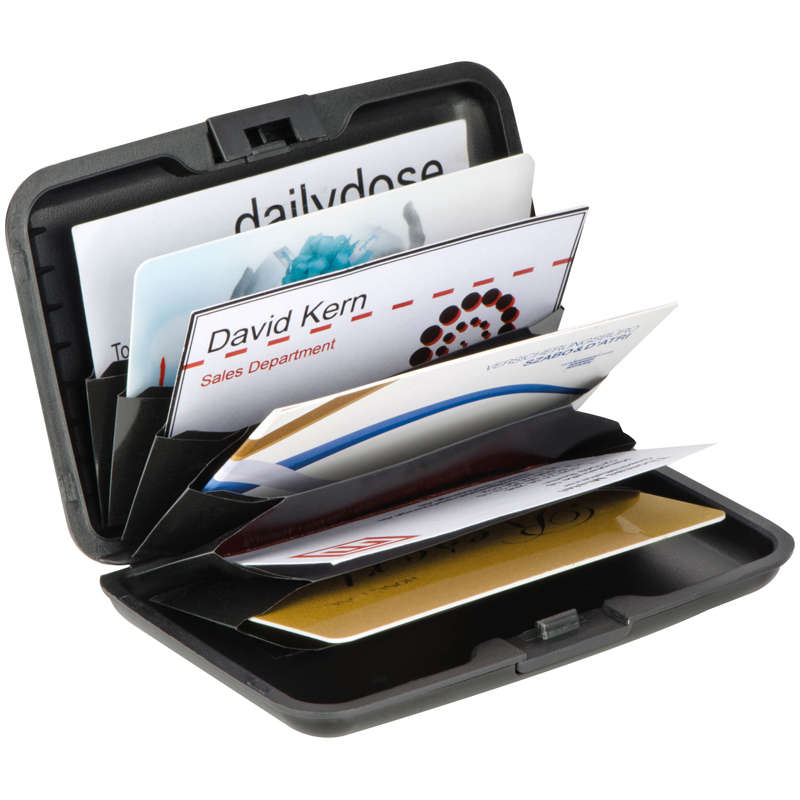 Credit/Business card holder/wallet with 9 compartments - silver (23033)