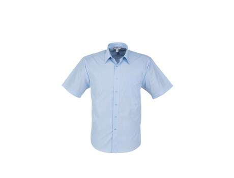 BIZ Micro Check short sleeve shirt - Mens - light blue (BIZ-3631)