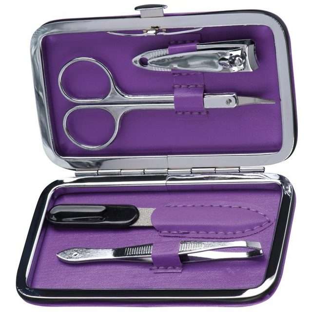 Modern 4-piece manicure set - purple (72793) - stock on hand