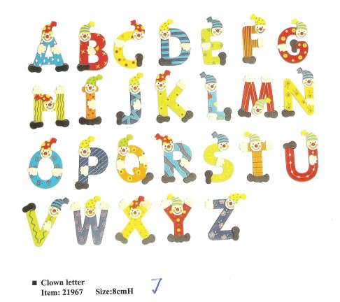 Wooden Clown Letters (N) - stock on hand