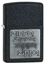 Zippo Lighter: Black Crackle with stamp (ZP363)