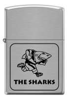 Zippo Lighter: Brushed Chrome Sharks