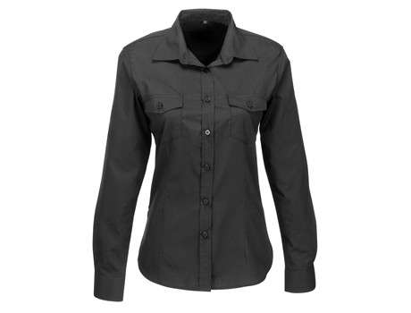 US Basic Long Sleeve Kensington Shirt - Ladies - black (BAS-7759)
