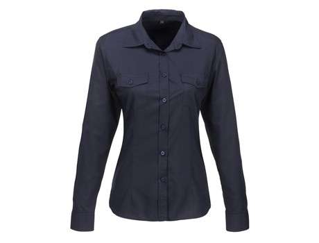 US Basic Long Sleeve Kensington Shirt - Ladies - navy (BAS-7759)